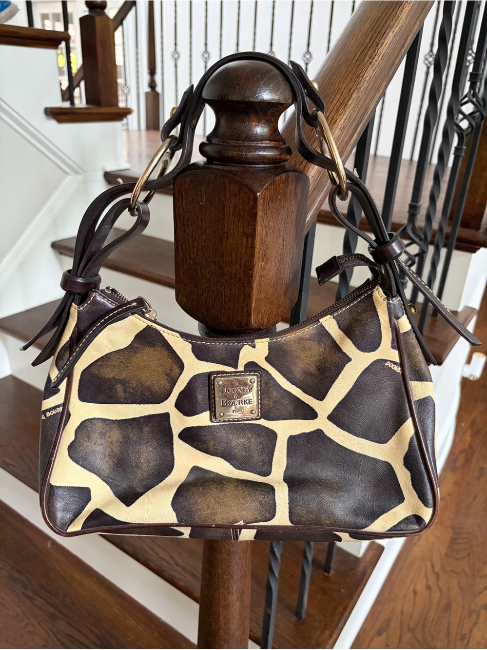 Dooney & Bourke Brown and Cream Giraffe-Print Shoulder Bag